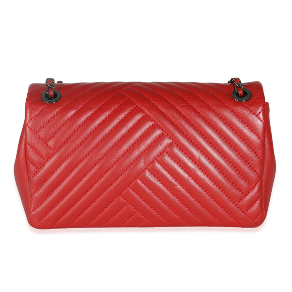Chanel Red Chevron Lambskin Small CC Crossing Single Flap Bag - Picture 2 of 8